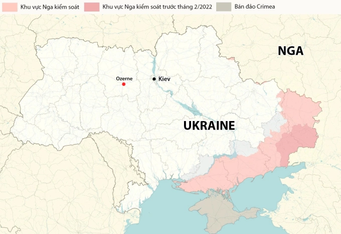 Vị trí căn cứ Ozerne (chấm đỏ). Đồ họa: RYV