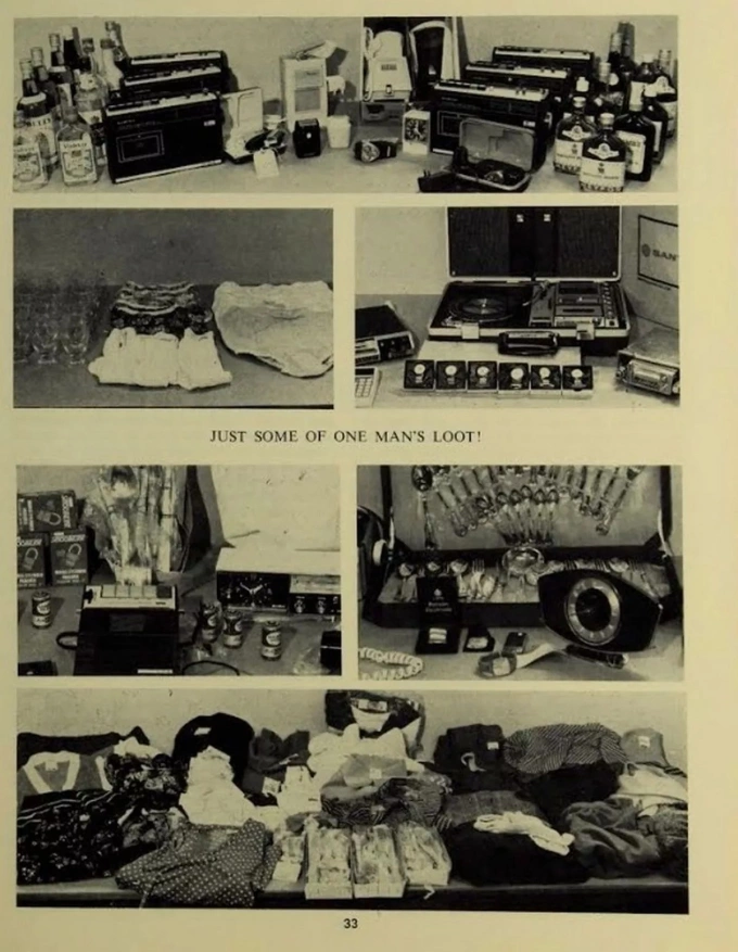 Ảnh lưu trữ một số vật phẩm mà Derex Ridgewell tự trộm cắp sau đó gài cho nạn nhân. Ảnh: BTP