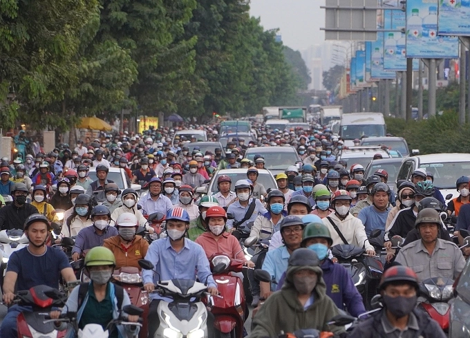 Hàng nghìn xe máy trên đường Cộng Hòa, TP HCM. Ảnh: Giang Anh