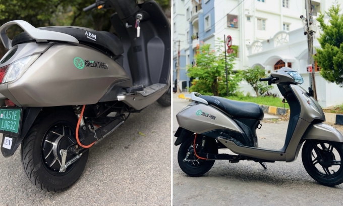 Một mẫu xe xăng được hoán cải thành xe điện ở Ấn Độ. Ảnh: Green Tiger Mobility