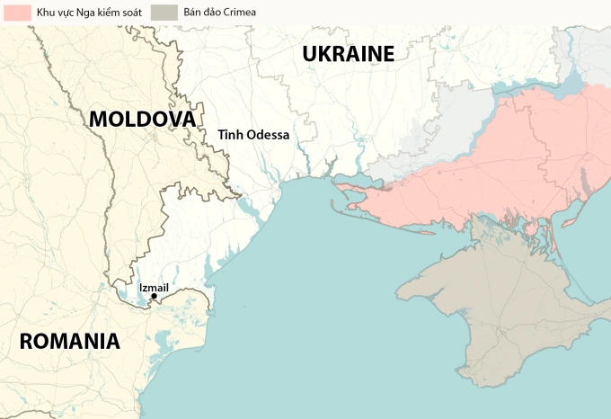 Vị trí thành phố Izmail, tỉnh Odessa. Đồ họa: RYV