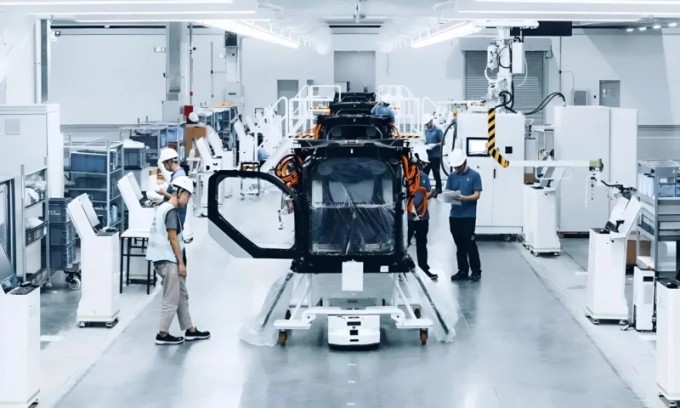 Ôtô bay mô-đun tại nhà máy của Xpeng ở Quảng Châu. Ảnh: Aridge