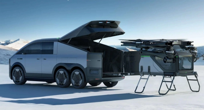 Mô-đun với xe mặt đất và phần bay trên không. Ảnh: Aridge