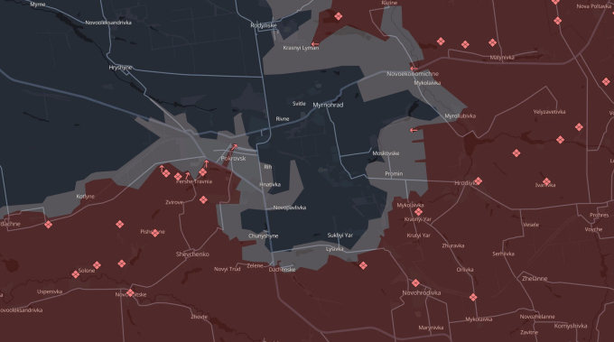 Bản đồ cục diện mặt trận Pokrovsk - Mirnograd do Deep State công bố ngày 2/11. Đồ họa: Deep State