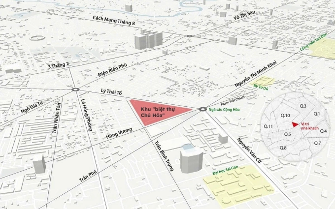 Vị trí khu đất làm công viên và đài tưởng niệm. Đồ hoạ: Hoàng Khánh