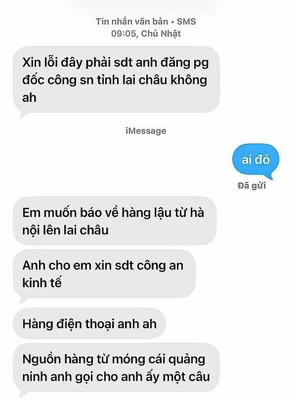 Lập nhắn tin cho Phó giám đốc Công an tỉnh Lai Châu. Ảnh: Công an cung cấp