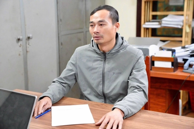 Đoàn Văn Đại tại cơ quan điều tra. Ảnh: Công an cung cấp