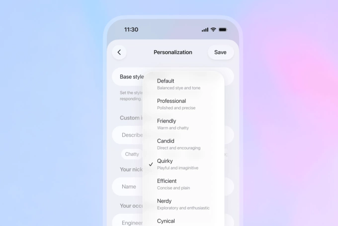 GPT-5.1 có nhiều tùy chọn tính cách. Ảnh: OpenAI