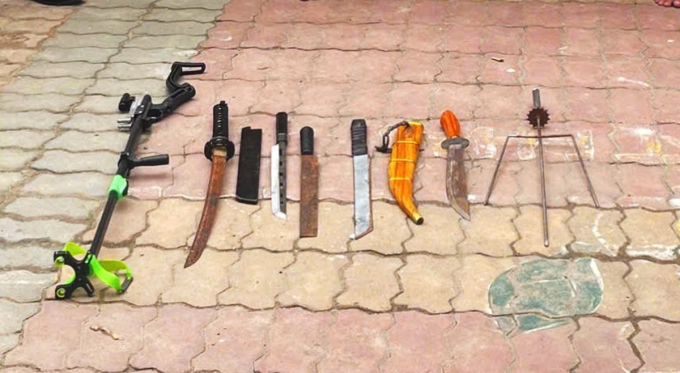 Hung khí cảnh sát thu giữ. Ảnh: Công an TP HCM