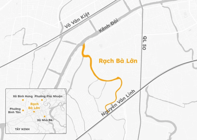 Vị trí Rạch Bà Lớn. Đồ hoạ: Hoàng Khánh