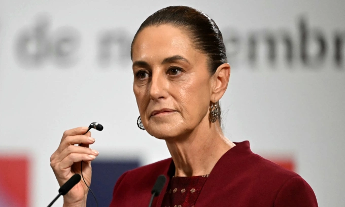 Tổng thống Mexico Claudia Sheinbaum tại cuộc họp báo ở Mexico City hôm 7/11. Ảnh: AFP