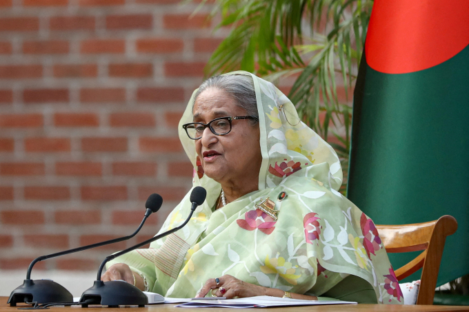 Bà Sheikh Hasina tại Dhaka, Bangladesh, hồi tháng 1/2024. Ảnh: Reuters