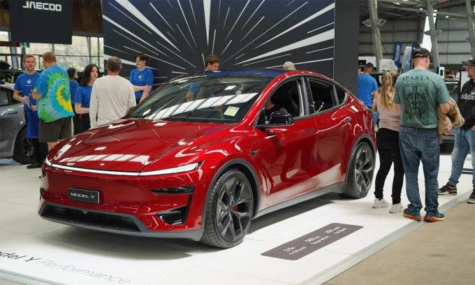 Xe điện Tesla Model Y tại triển lãm Everything Electric Melbourne, ngày 14-16/11. Ảnh:
