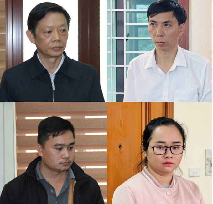 Các bị can Phương, Cương, Tuấn Anh, Hà (từ trái qua, từ trên xuống). Ảnh: Công an cung cấp