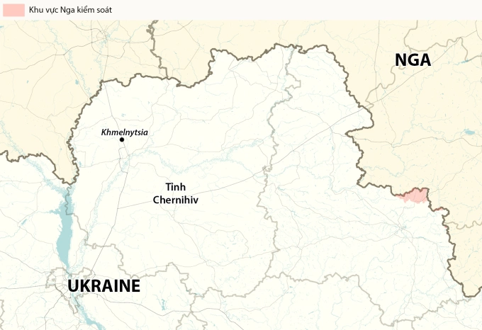 Vị trí làng Khmelnytsia, tỉnh Chernihiv. Đồ họa: RYV