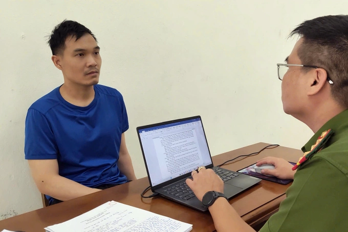 Nghi phạm Vũ Hiền tại cơ quan công an. Ảnh: Thành Anh