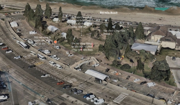 Toàn cảnh khu vực diễn ra vụ xả súng. Đồ họa: ABC News