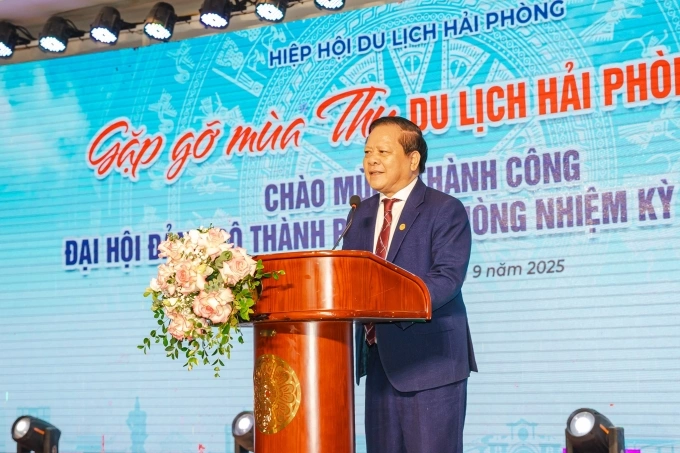 'VnExpress Marathon đưa Hải Phòng thành điểm đến thể thao, trải nghiệm' Ông Mai Xuân Thắng, Chủ tịch Hiệp hội Du lịch Hải Phòng, phát biểu ở một sự kiện vào tháng 9/2025. Ảnh: Hiệp hội Du lịch Hải Phòng
