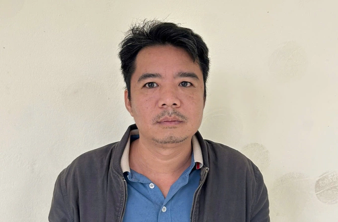 Nghi can Thế tại cơ quan điều tra. Ảnh: Hùng Lê