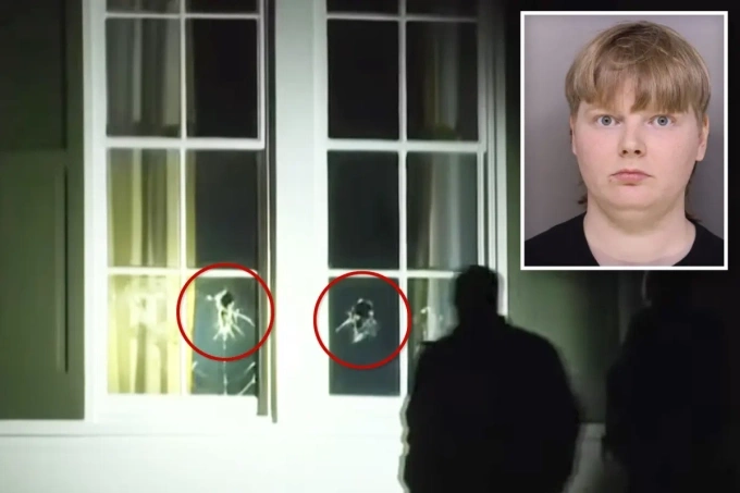 Nghi phạm DeFoor (góc phải) và ô kính bị đập phá tại nhà ông JD Vance ở Cincinnati, bang Ohio. Ảnh: NYP