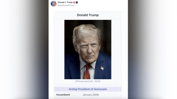 Ông Trump chia sẻ ảnh chụp trang thông tin về mình trên bách khoa toàn thư trực tuyến Wikipedia ngày 12/1. Ảnh: TruthSocial/realDonaldTrump