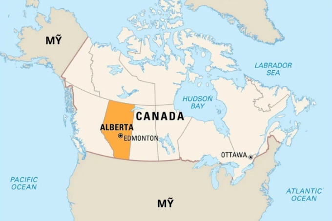 Vị trí tỉnh Alberta ở Canada. Đồ họa: Britannica