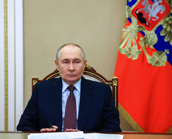 Tổng thống Nga Vladimir Putin trong cuộc họp nội các ở Moskva ngày 21/1. Ảnh: AP