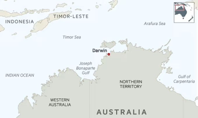 Vị trí cảng Darwin ở miền bắc Australia. Đồ họa: FT