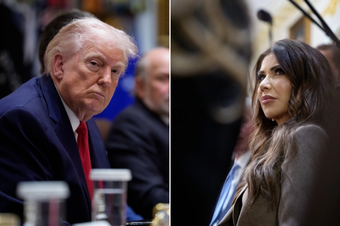 Tổng thống Mỹ Donald Trump (trái) và Bộ trưởng An ninh Nội địa Kristi Noem trong cuộc họp Nội các ngày 29/1. Ảnh: Reuters