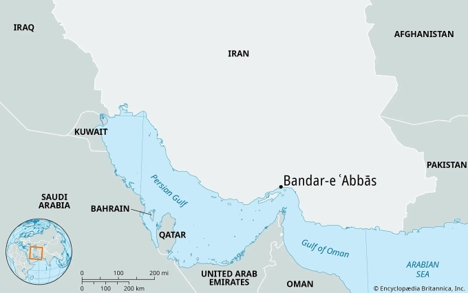 Vị trí thành phố Bandar Abbas. Đồ họa: Britannica