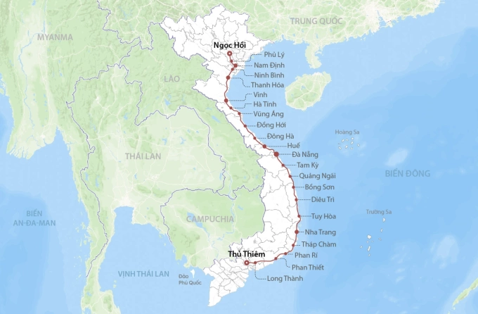 Hường tuyến đường sắt tốc độ cao Bắc Nam.