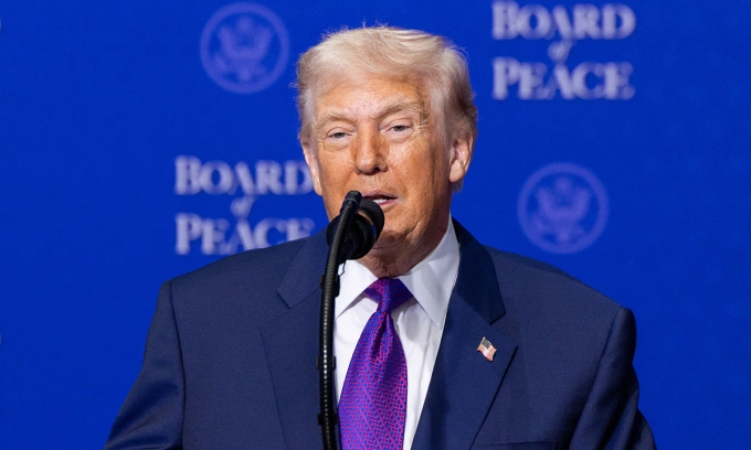 Tổng thống Mỹ Donald Trump trong phiên họp của Hội đồng Hòa bình ở thủ đô Washington ngày 19/2. Ảnh: AFP