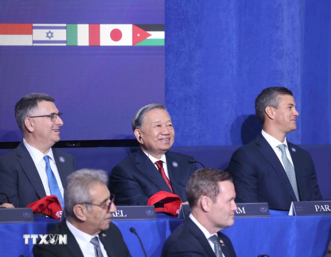 Tổng Bí thư Tô Lâm dự phiên khai mạc Hội đồng Hòa bình về Gaza. Ảnh: TTXVN