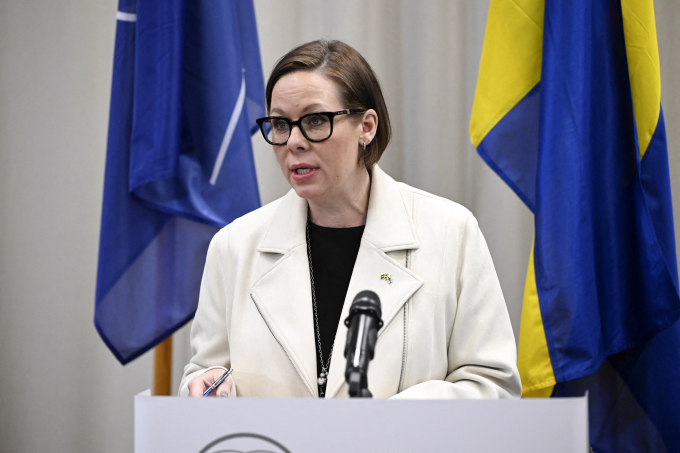 Ngoại trưởng Thụy Điển Maria Malmer Stenergard tại Espoo ngày 10/2. Ảnh: AFP