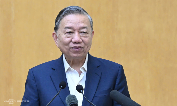 Tổng Bí thư Tô Lâm tại Hội nghị tiếp xúc giữa cử tri với người ứng cử đại biểu Quốc hội khóa 16, sáng 26/2. Ảnh: Giang Huy