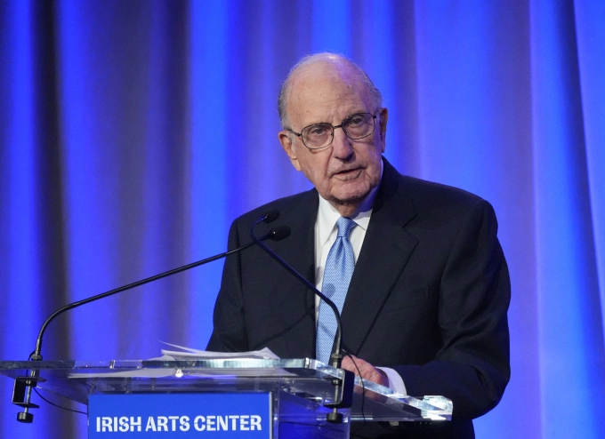 Cựu thượng nghị sĩ Mỹ George J. Mitchell tại sự kiện ở New York hồi tháng 11/2024. Ảnh: AFP