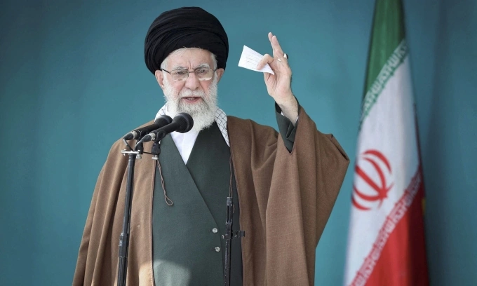 Lãnh tụ Tối cao Iran Ayatollah Ali Khamenei phát biểu tại thủ đô Tehran hồi năm 2023. Ảnh: Reuters