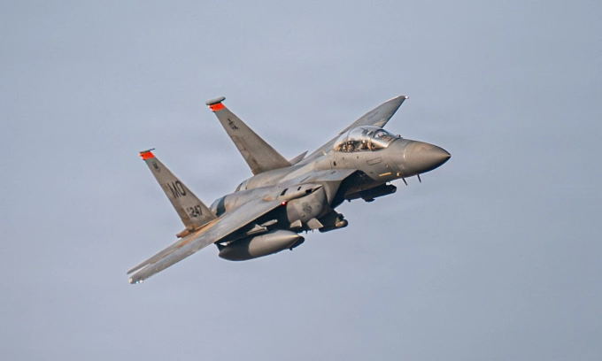Tiêm kích F-15E Mỹ bay tại khu vực do CENTCOM phụ trách tháng 11/2025. Ảnh: USAF