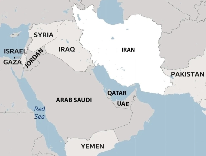 Vị trí Iraq và Iran. Đồ họa: BBC