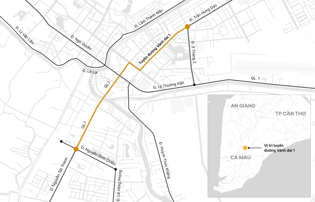 Cà Mau làm đường Vành đai hơn 2.300 tỷ đồng qua ba phường