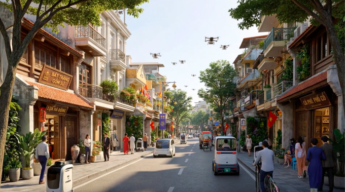 Phối cảnh định hướng quy hoạch phát triển khu vực trung tâm Hà Nội, theo đồ án Quy hoạch tổng thể Thủ đô Hà Nội tầm nhìn 100 năm.