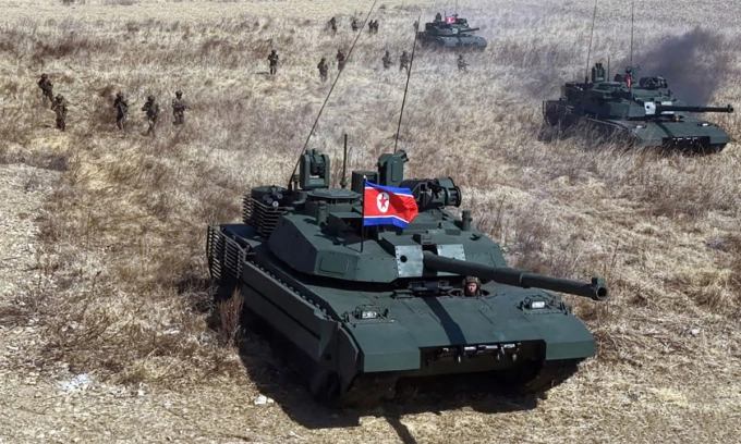 Quân nhân Triều Tiên tham gia diễn tập ngày 19/3. Ảnh: KCNA