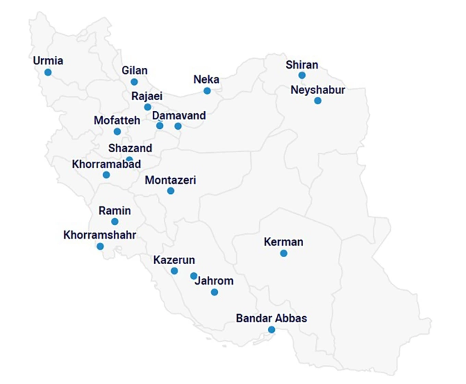Những nhà máy điện Iran có công suất trên 1.000 megawatt. Đồ họa: Iran International