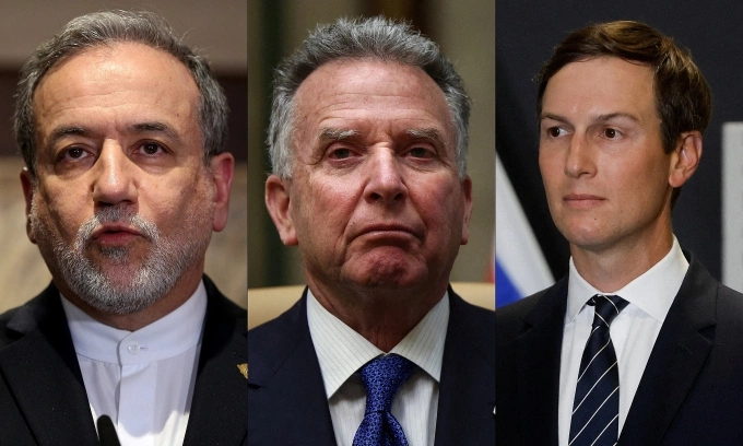Từ trái sang, Ngoại trưởng Iran Abbas Araghchi, đặc phái viên Mỹ về Trung Đông Steve Witkoff và Jared Kushner. Ảnh: Reuters