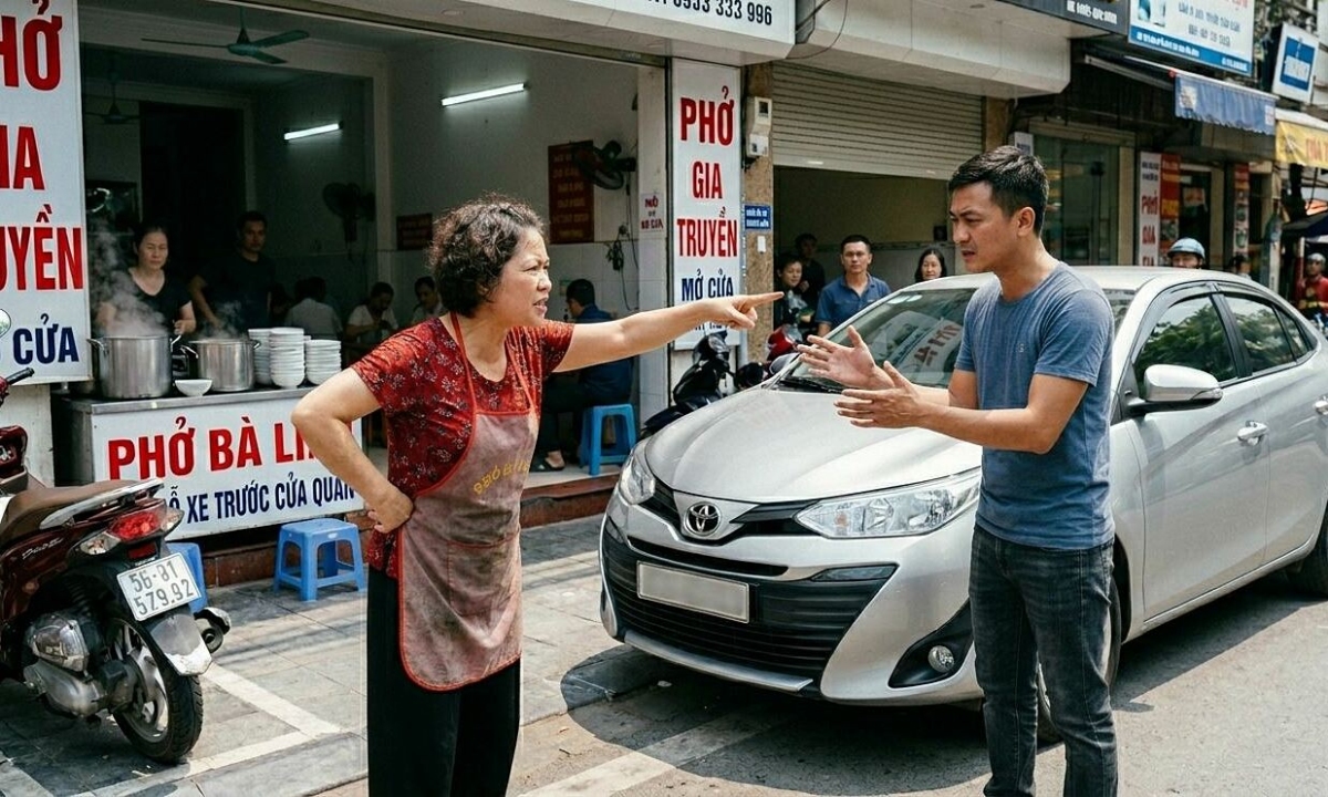 Tôi cãi nhau nửa tiếng với chủ quán phở cấm đỗ xe trước cửa