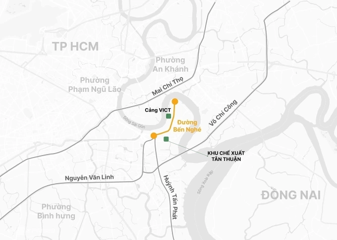 Vị trí đường Bến Nghé. Đồ hoạ: Hoàng Thanh