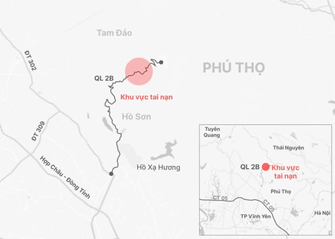 Vị trí xảy ra tai nạn chiều 29/3. Đồ họa: Hoàng Thanh