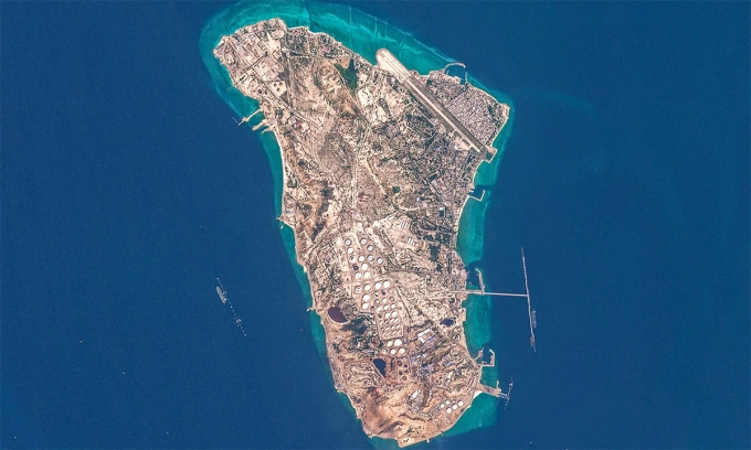 Đảo Kharg của Iran trong ảnh vệ tinh chụp ngày 7/3. Ảnh: AFP