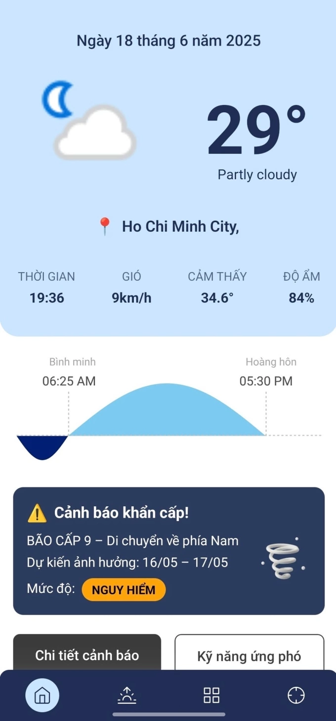 Giao diện phần mềm cảnh báo bão lũ của Quang Thắng. Ảnh: Nhân vật cung cấp