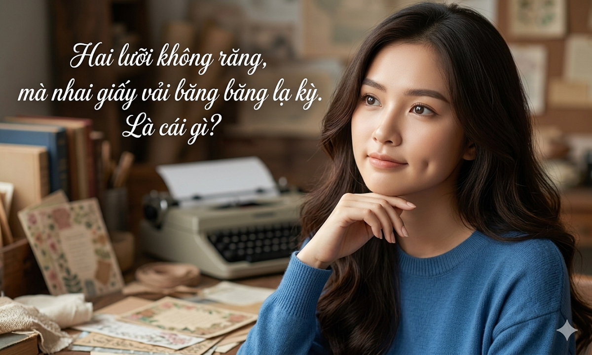 Cái gì hai lưỡi không răng, nhai giấy cực nhanh?